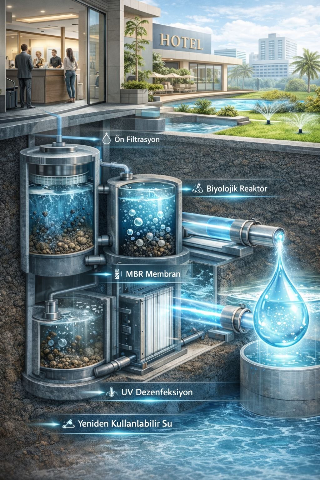 Otel Gri Su Arıtma Sistemi